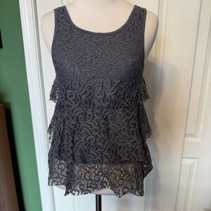 Zinga Elegant Lace Tank Top - Dark Gray